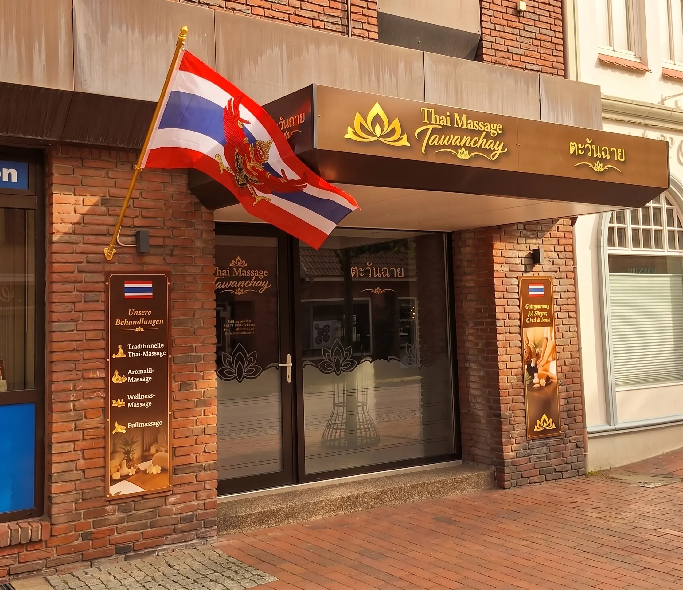 Eingang von Thaimassage Tawanchay in der Hauptstraße 31 in Leck